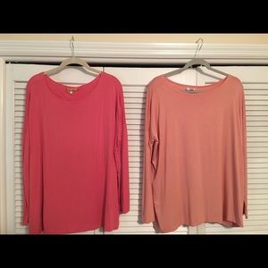 Two Piko Scoop neck Long Sleeve Tops Size Small
